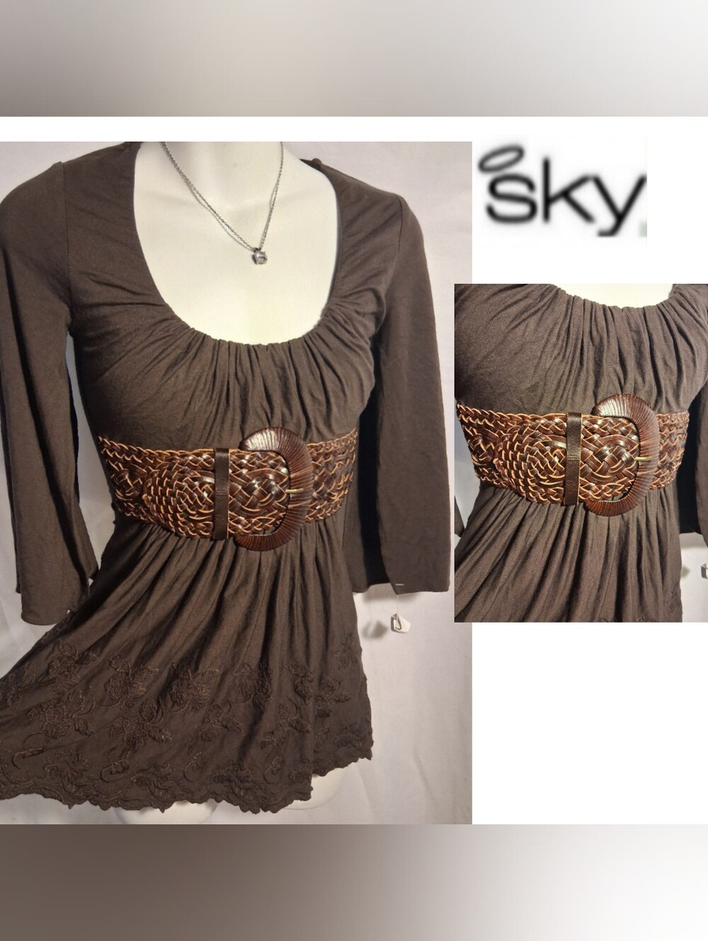 Sky Top with Genuine Leather Belt. Sz XS.  New. DEAL!!